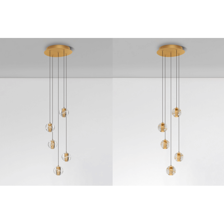 LUCES CUYO LE44212 złota lampa wisząca LED 16W 832lm 3000K metal/szkło