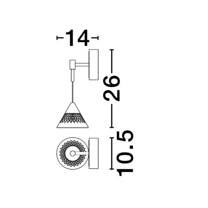 LUCES GUAY LE44213 kinkiet wiszący LED 7W, złoty, 3000K, metal/akryl