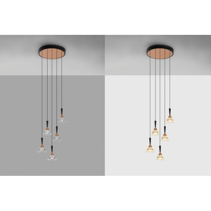 LUCES GUAY LE44215 lampa wisząca LED 30W, czarna/złota, 1558lm, 3000K