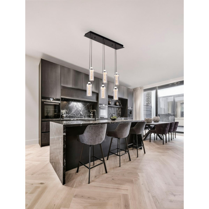 LUCES JUAN LE44219 lampa wisząca LED, czarno-srebrna, nowoczesna