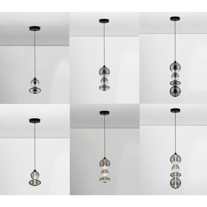 LUCES LUIS LE44220/1/2 LED hanging lamp, 3 sizes, black and gray