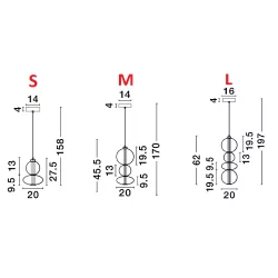 LUCES LUIS LE44220/1/2 lampa wisząca LED, 3 rozmiary, czarno-szara