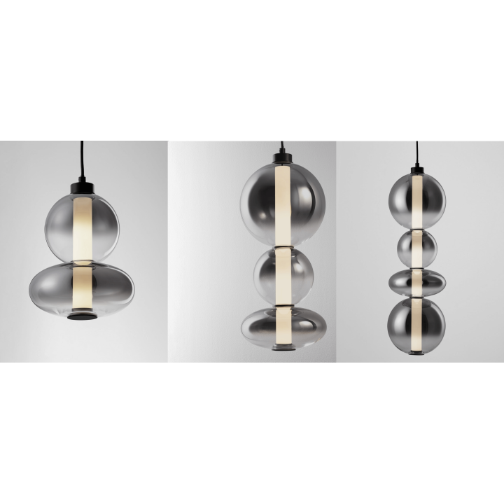 LUCES LUIS LE44220/1/2 LED hanging lamp, 3 sizes, black and gray