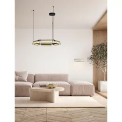 LUCES ROCA LE44228/9 okrągła lampa wisząca LED 2 rozmiary czarno-złota