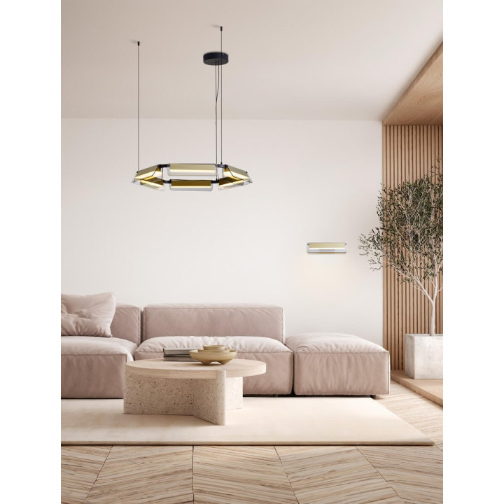 LUCES ROCA LE44228/9 round LED hanging lamp 2 sizes black and gold