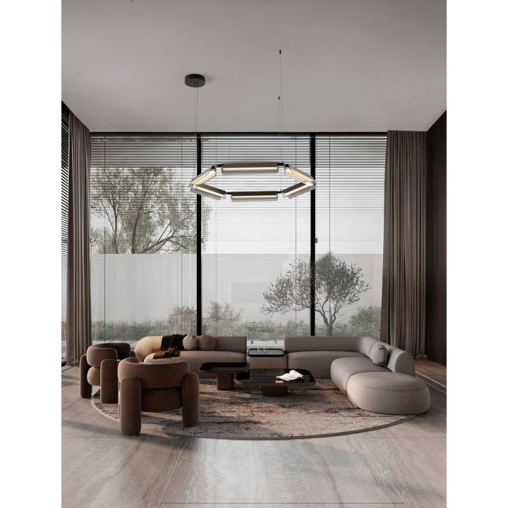 LUCES ROCA LE44228/9 round LED hanging lamp 2 sizes black and gold