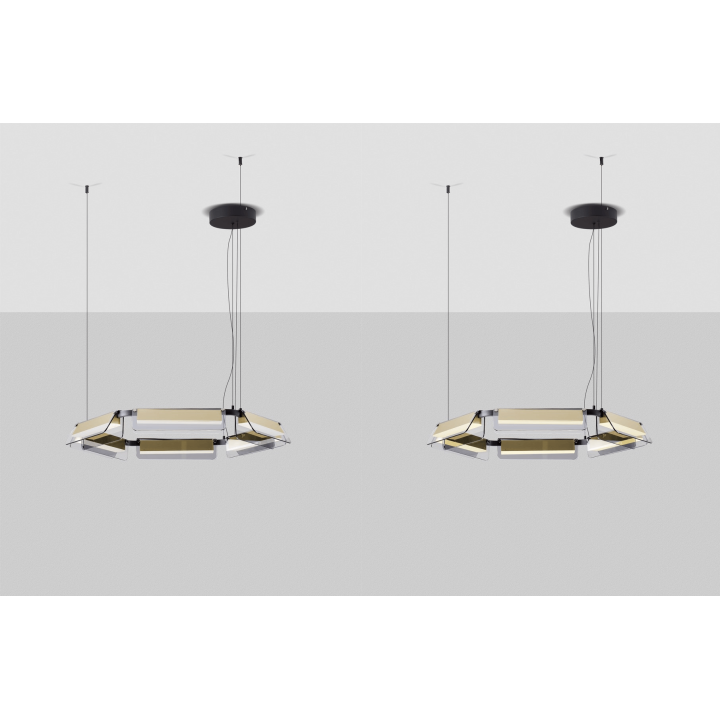 LUCES ROCA LE44228/9 okrągła lampa wisząca LED 2 rozmiary czarno-złota