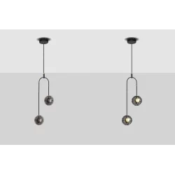 LUCES SECO LE44233 LED hanging lamp, black and gold, 2 lampshades, modern