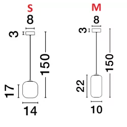 LUCES ANUCO LE44610/1 lampa wisząca LED, 2 rozmiary, czarno-szara