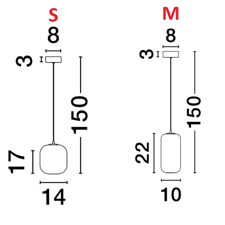 LUCES ANUCO LE44610/1 lampa wisząca LED, 2 rozmiary, czarno-szara