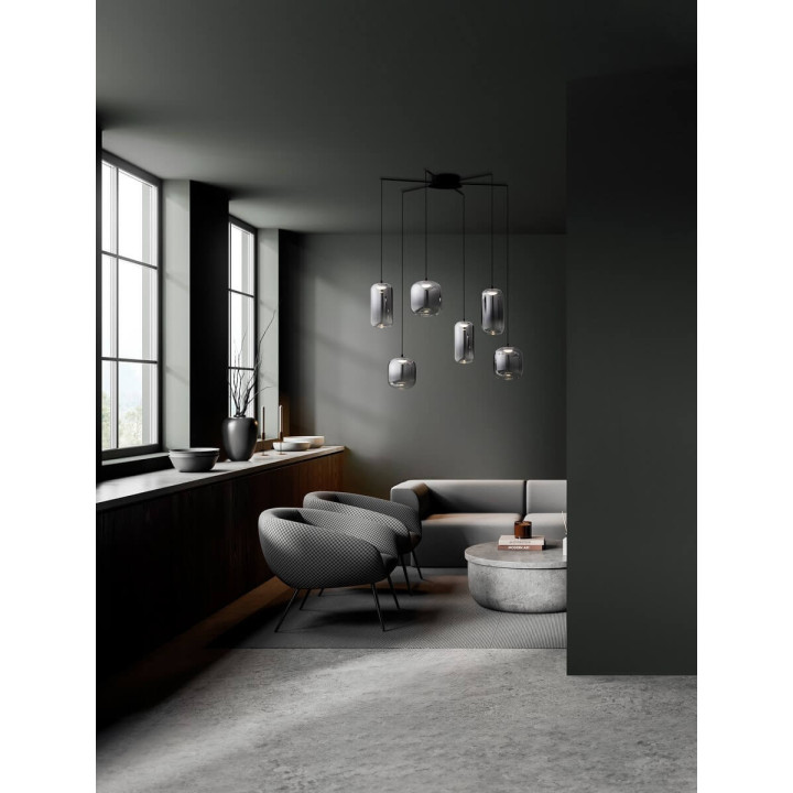 LUCES ANUCO LE44614/5 lampa wisząca LED, 2 rozmiary, metal/szkło