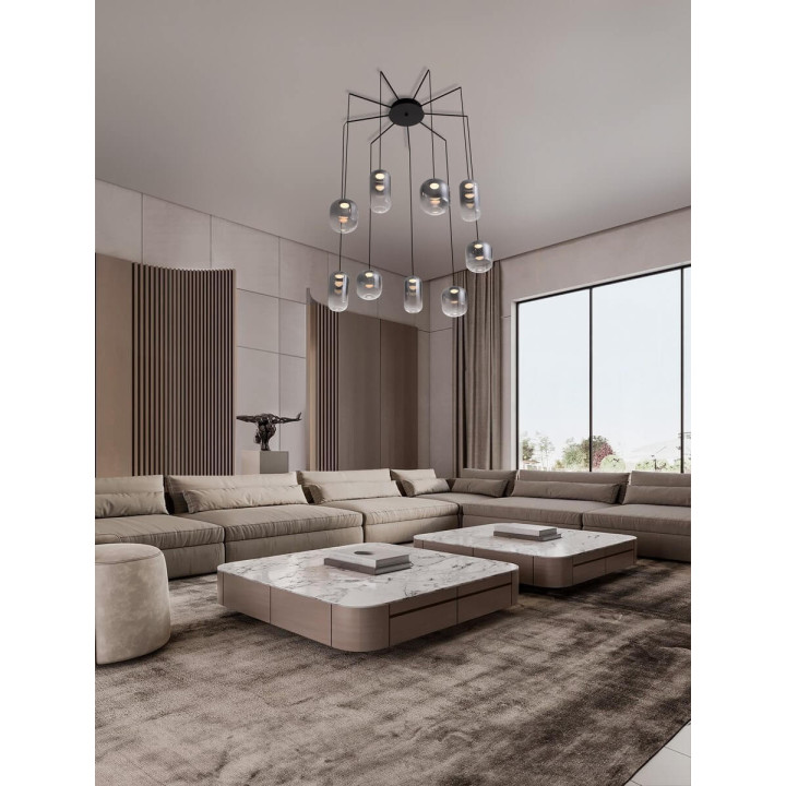 LUCES ANUCO LE44614/5 lampa wisząca LED, 2 rozmiary, metal/szkło