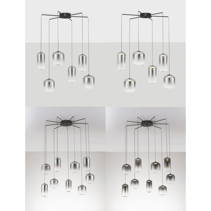 LUCES ANUCO LE44614/5 lampa wisząca LED, 2 rozmiary, metal/szkło