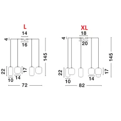 LUCES ANUCO LE44614/5 lampa wisząca LED, 2 rozmiary, metal/szkło