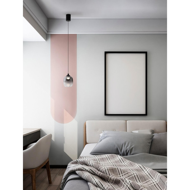 LUCES TOAY LE44237/8 lampa wisząca LED czarno-szara stal/szkło
