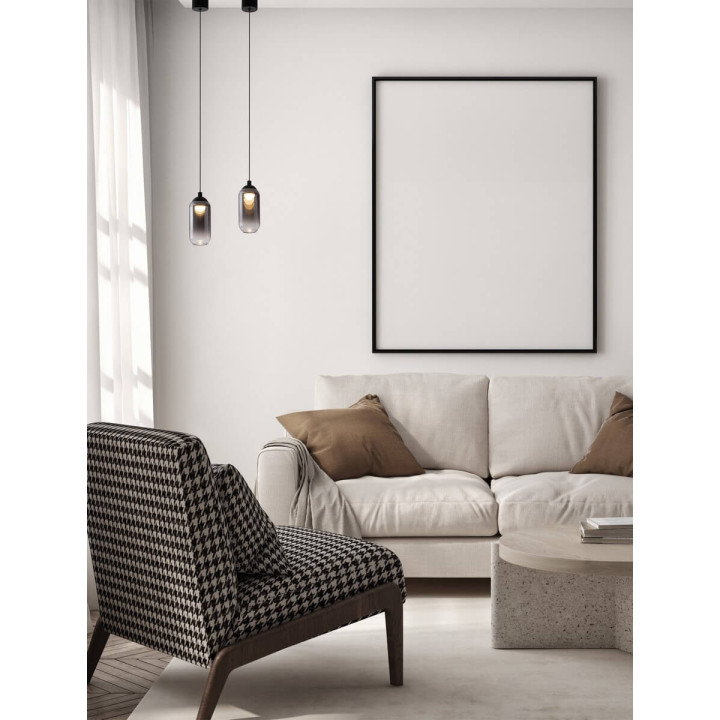 LUCES TOAY LE44237/8 lampa wisząca LED czarno-szara stal/szkło