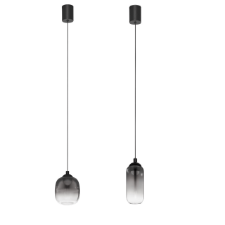 LUCES TOAY LE44237/8 lampa wisząca LED czarno-szara stal/szkło