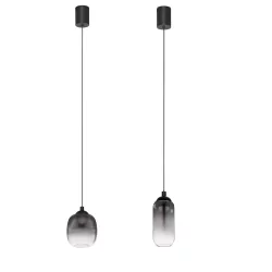 LUCES TOAY LE44237/8 lampa wisząca LED czarno-szara stal/szkło