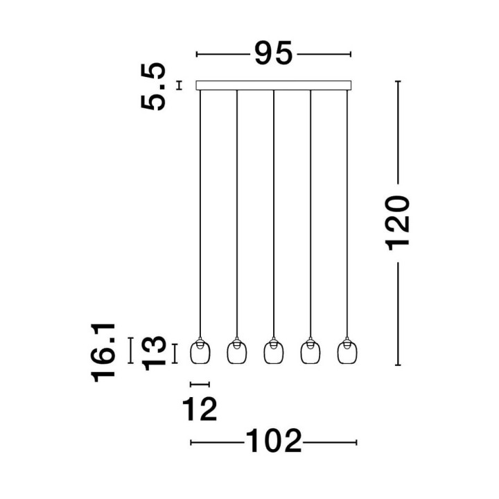 LUCES TOAY LE44240 LED hanging lamp 28W, modern, steel/glass