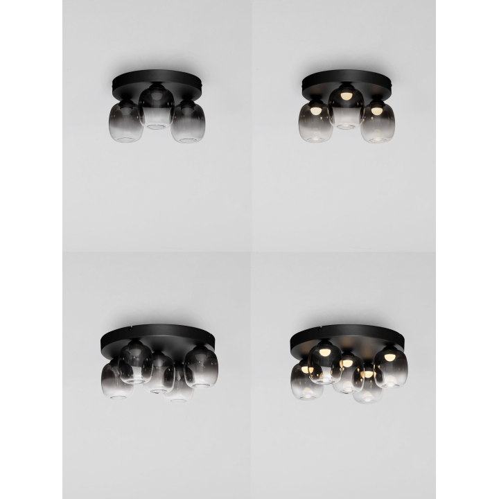 LUCES TOAY LE44241/2  lampa sufitowa LED czarno-szara 2 rozmiary