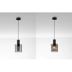 LUCES ORAN LE44243  lampa wisząca E27, czarna stal/szkło, nowoczesna