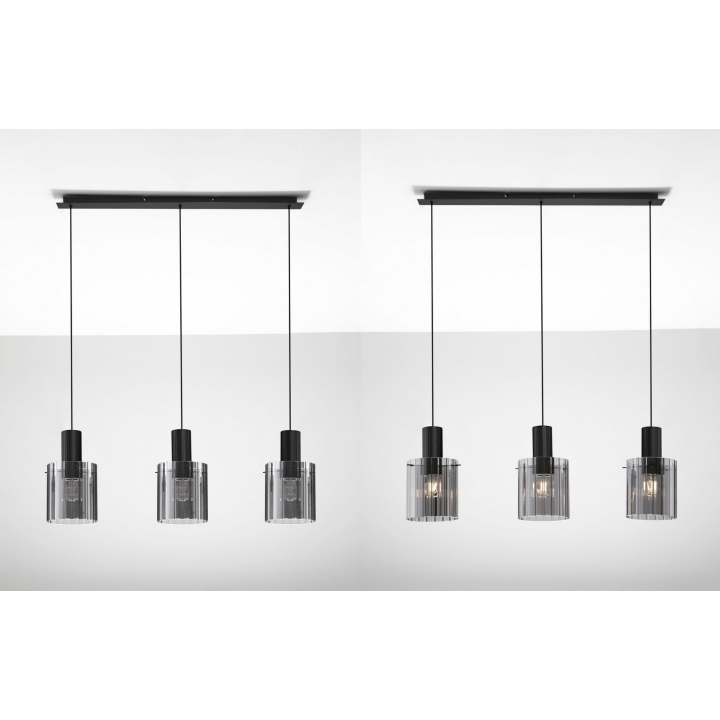 LUCES ORAN LE44245 lampa wisząca czarna, stal/szkło, 3x E27 nowoczesna