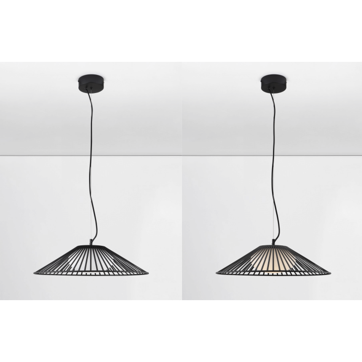 LUCES PENA LE44248/9 lampa wisząca LED czarna, metal/szkło, nowoczesna