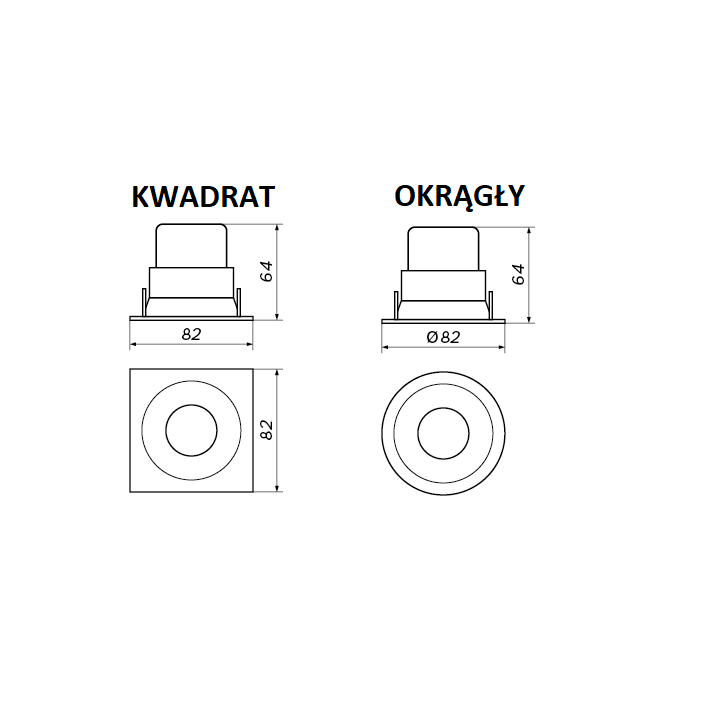 OXYLED PERO SQ/RO oprawa podtynkowa LED 8W 3000K, 4000K