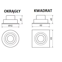 OXYLED MODI SQ/RO recessed LED fixture 8W 3000K, 4000K