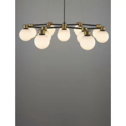LUCES CAMINOS LE44543/4 hanging lamp black and gold, metal/glass, G9