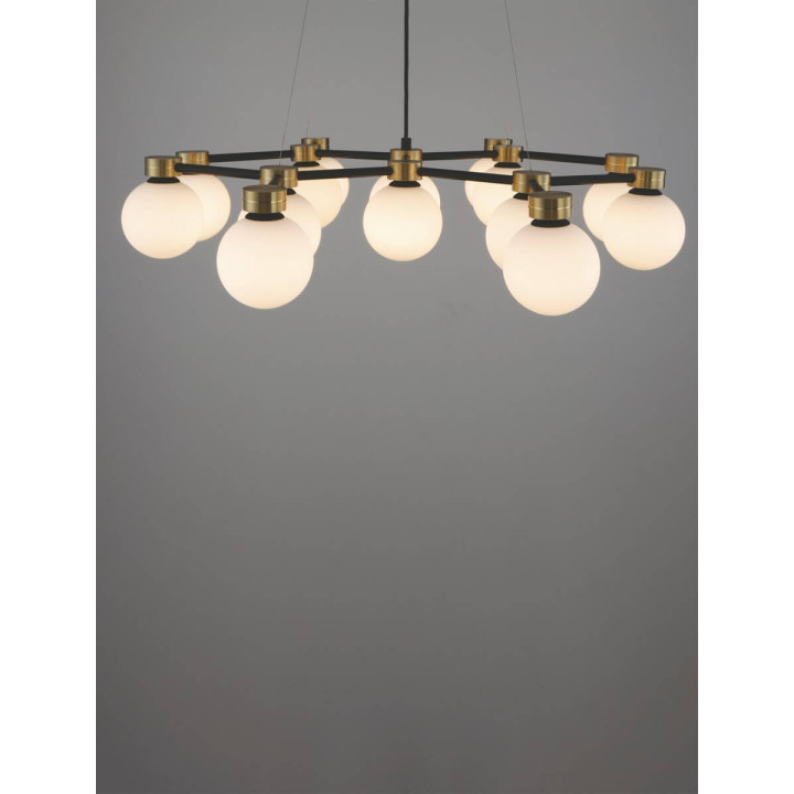 LUCES CAMINOS LE44543/4 hanging lamp black and gold, metal/glass, G9