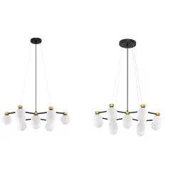 LUCES CAMINOS LE44543/4 lampa wisząca czarno-złota, metal/szkło, G9