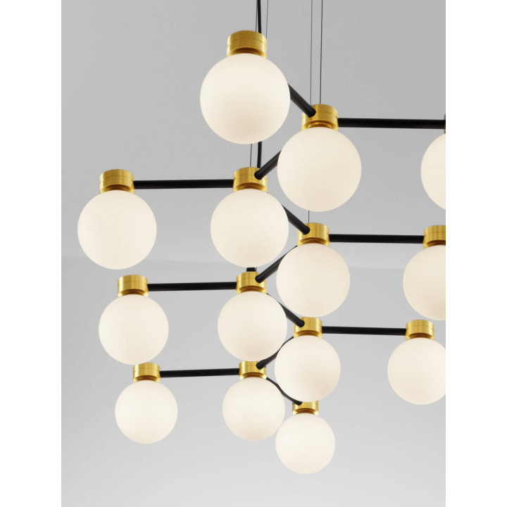 LUCES CAMINOS LE44545 elegancka lampa wisząca czarno-złota 14 x G9