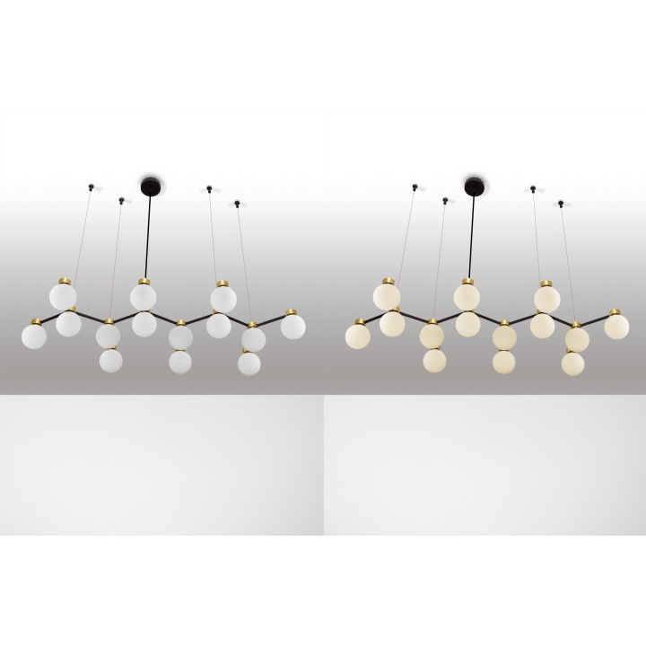 LUCES CAMINOS LE44545 elegancka lampa wisząca czarno-złota 14 x G9