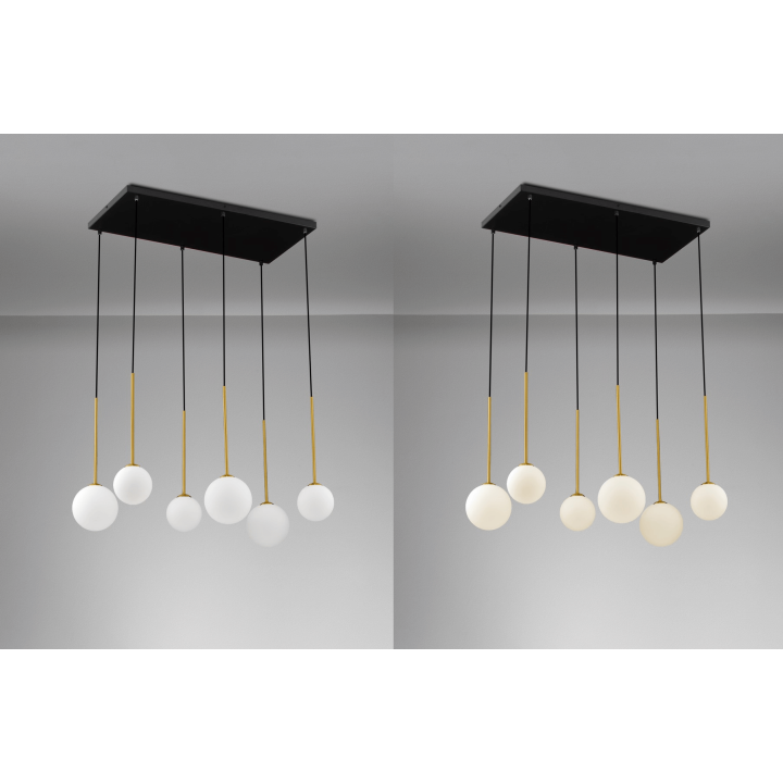LUCES CHAO LE44268 lampa wisząca 6xG9, czarno-złota, metal/szkła IP20