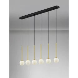 LUCES CHAO LE44269 lampa wisząca 6xG9, czarno-złota, metal/szkło, IP20