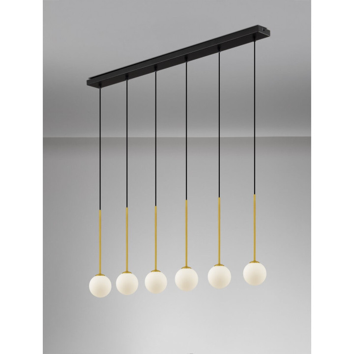 LUCES CHAO LE44269 lampa wisząca 6xG9, czarno-złota, metal/szkło, IP20