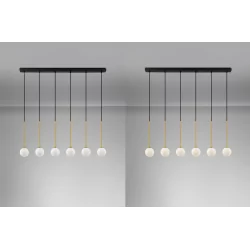 LUCES CHAO LE44269 lampa wisząca 6xG9, czarno-złota, metal/szkło, IP20