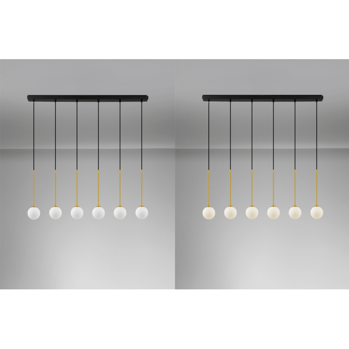 LUCES CHAO LE44269 lampa wisząca 6xG9, czarno-złota, metal/szkło, IP20