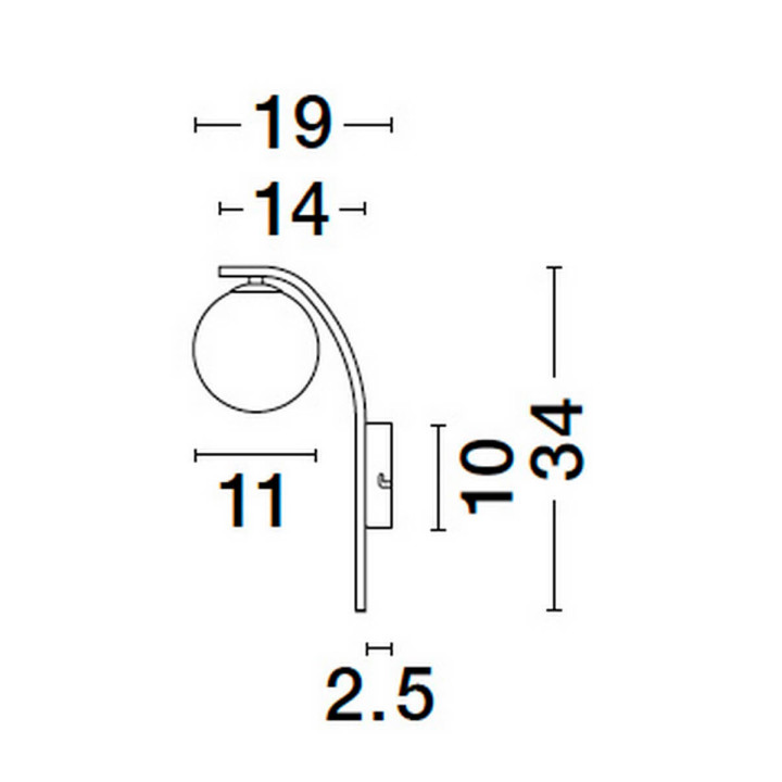 LUCES CHAO LE44270 elegancki kinkiet czarno-złoty, metal/szkło, IP20