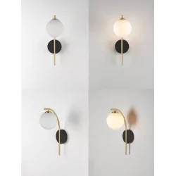 LUCES CHAO LE44270 elegancki kinkiet czarno-złoty, metal/szkło, IP20