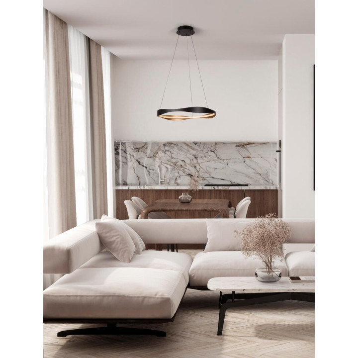 LUCES SATIPO LE44470/1 lampa wisząca LED 60/80 cm, czarno-złota
