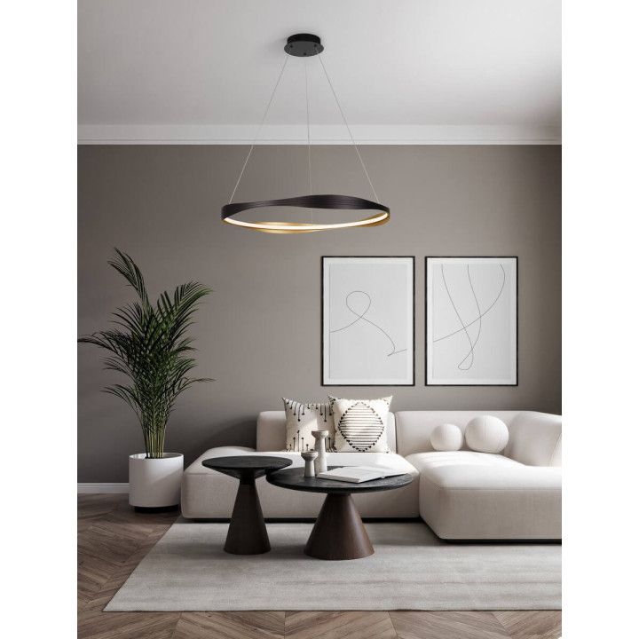 LUCES SATIPO LE44470/1 lampa wisząca LED 60/80 cm, czarno-złota