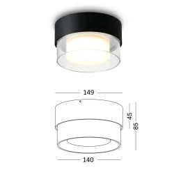 ELKIM SFERA/N 298 white, black surface-mounted lamp IP44 LED 10W 3000K