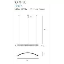 MAXLIGHT SAPHIR P0392 lampa wisząca LED 13W, chrom, 1300lm, 3000K IP20