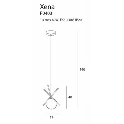 MAXLIGHT Xena P0403 lampa wisząca E27 mosiężna, białe szkło 60W IP20