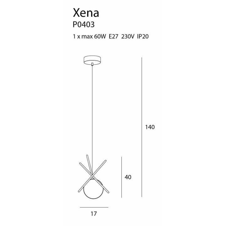 MAXLIGHT Xena P0403 lampa wisząca E27 mosiężna, białe szkło 60W IP20