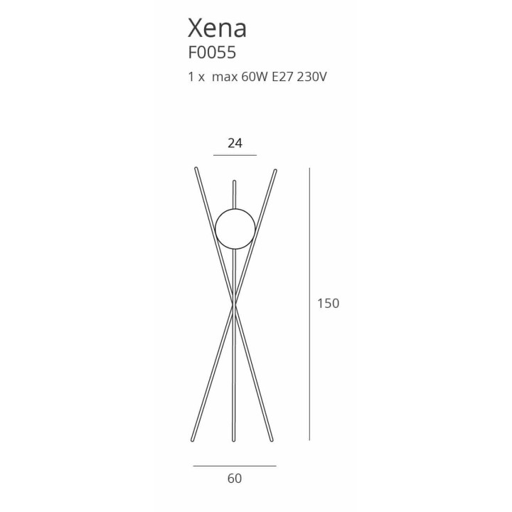 Maxlight Xena F0055 lampa podłogowa E27 mosiądz, białe szkło, 60W IP20
