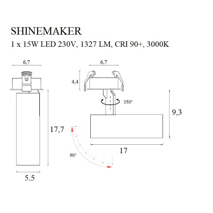Maxlight Shinemaker H0119 reflektor wpuszczany 15W 3000K