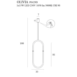 MAXLIGHT Olivia P0429D złota lampa wisząca LED 15W, 3000K, 1050lm